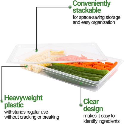 Restaurantware-2.5 Inch Deep Food Pans, 1 1/6 Size Commercial Food Storage Container - Freezable, Break-Resistant, Clear Plastic Cold Pans, Dishwashable, For Kitchens, Restaurants, Or Cafeterias