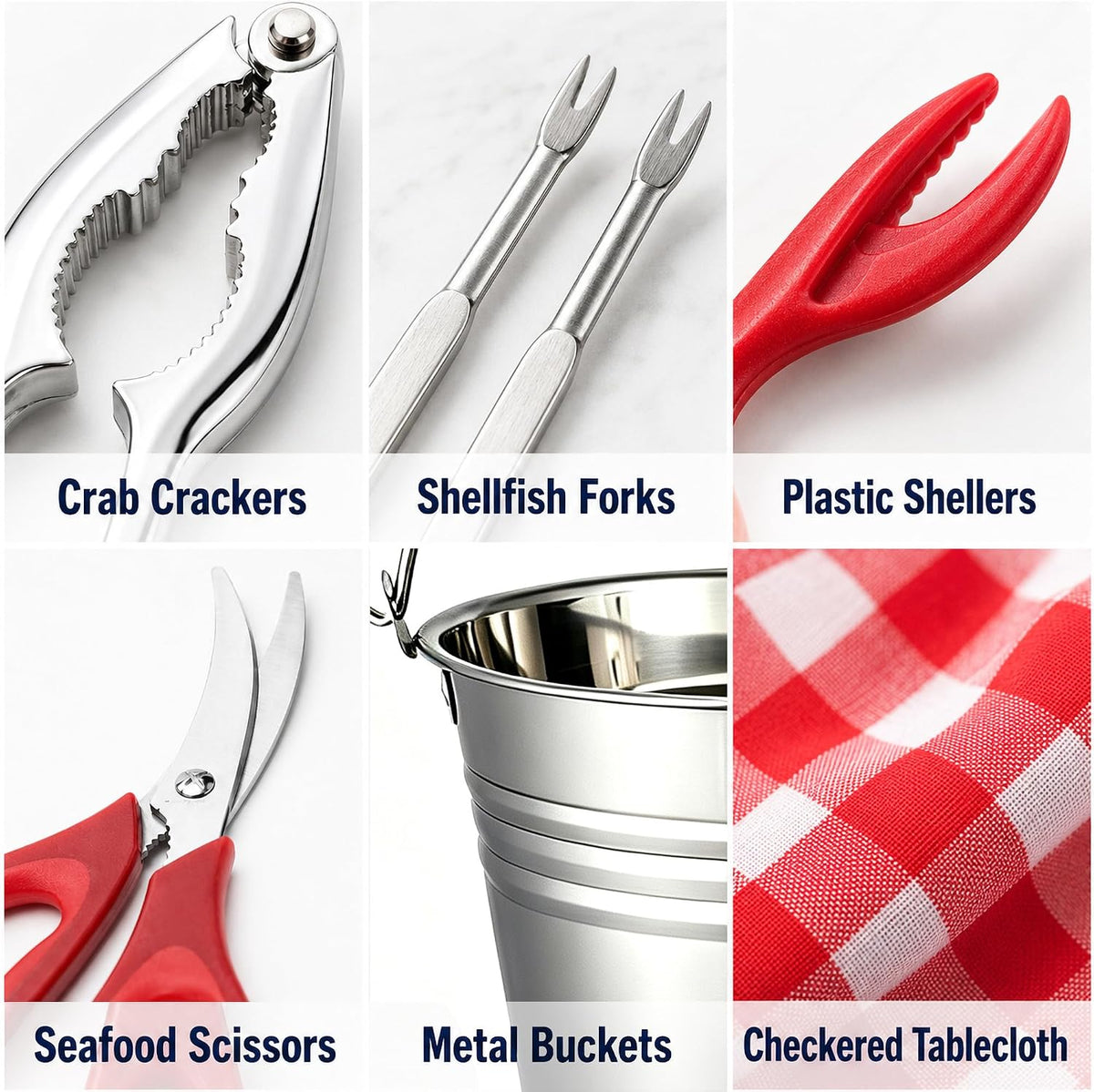 Seafood Boil Party Supplies, 23pc Crab Boil Tools Set, Tablecloth