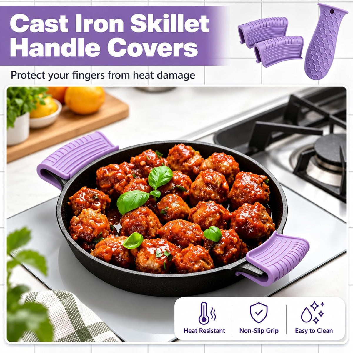 10Pcs Cast Iron Handle Cover, Silicone Pot Holders