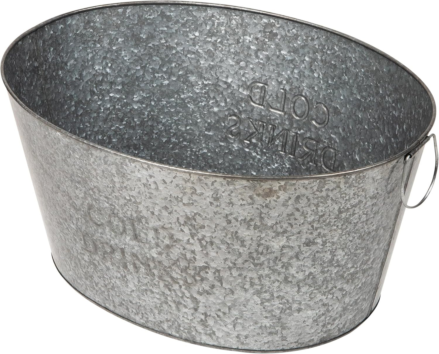 Mind Reader Ice Beverage Bucket for Parties, Wine Bucket, Baby Photo Tub, Galvanized Metal, 17.25" L x 11" W x 9.5" H, Silver