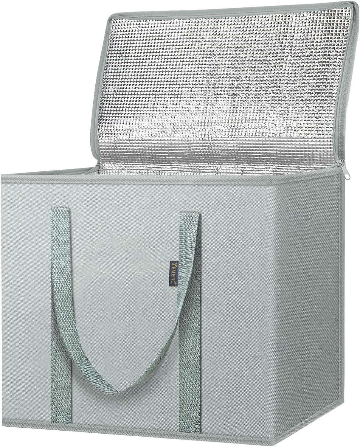 BALEINE 2Pk Insulated Reusable Grocery Bags, Collapsible Cooler Bag for Groceries, Heavy Duty Large Insulated Bag (16''x9''x13'', Antique Foliage)