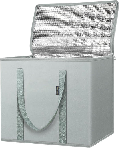 BALEINE 2Pk Insulated Reusable Grocery Bags, Collapsible Cooler Bag for Groceries, Heavy Duty Large Insulated Bag (16''x9''x13'', Antique Foliage)