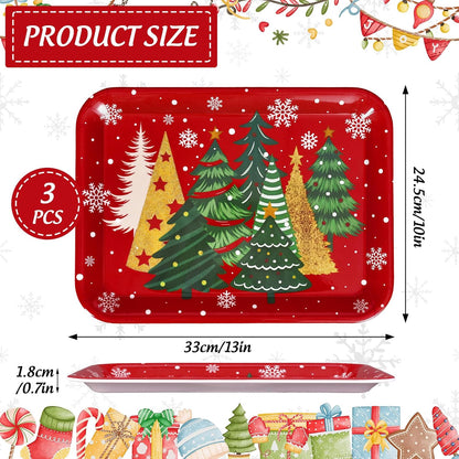 JarThenaAMCS 3Pcs Graduation Serving Trays 13 x 10 Inch Bachelor' s Hat Diploma Glitter Reusable Melamine Platter Congrats 2026 Grad Serving Dishes for Graduate Party Sharing Snacks Fruit Dessert