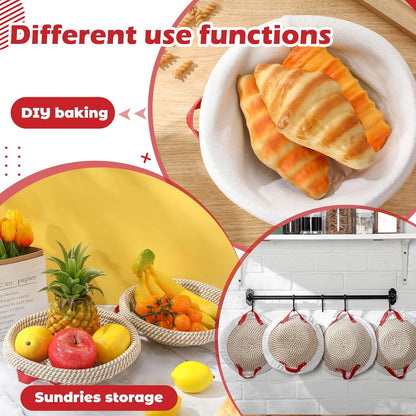 Gejoy 4 Set Banneton Bread Proofing Baskets Bulk with Liner Scraper Handle