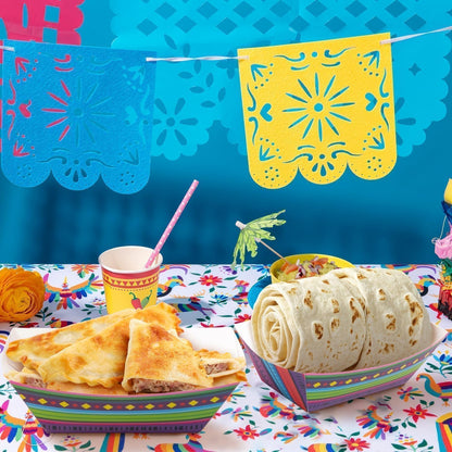 Mexican Taco Nights Food Trays - 50Pcs Taco Boat Assembled Trays Nacho Snack Fried chicken Holder Disposable Paper Plates Carnival Party Supplies Harvest Picnic Food Containers (Large)