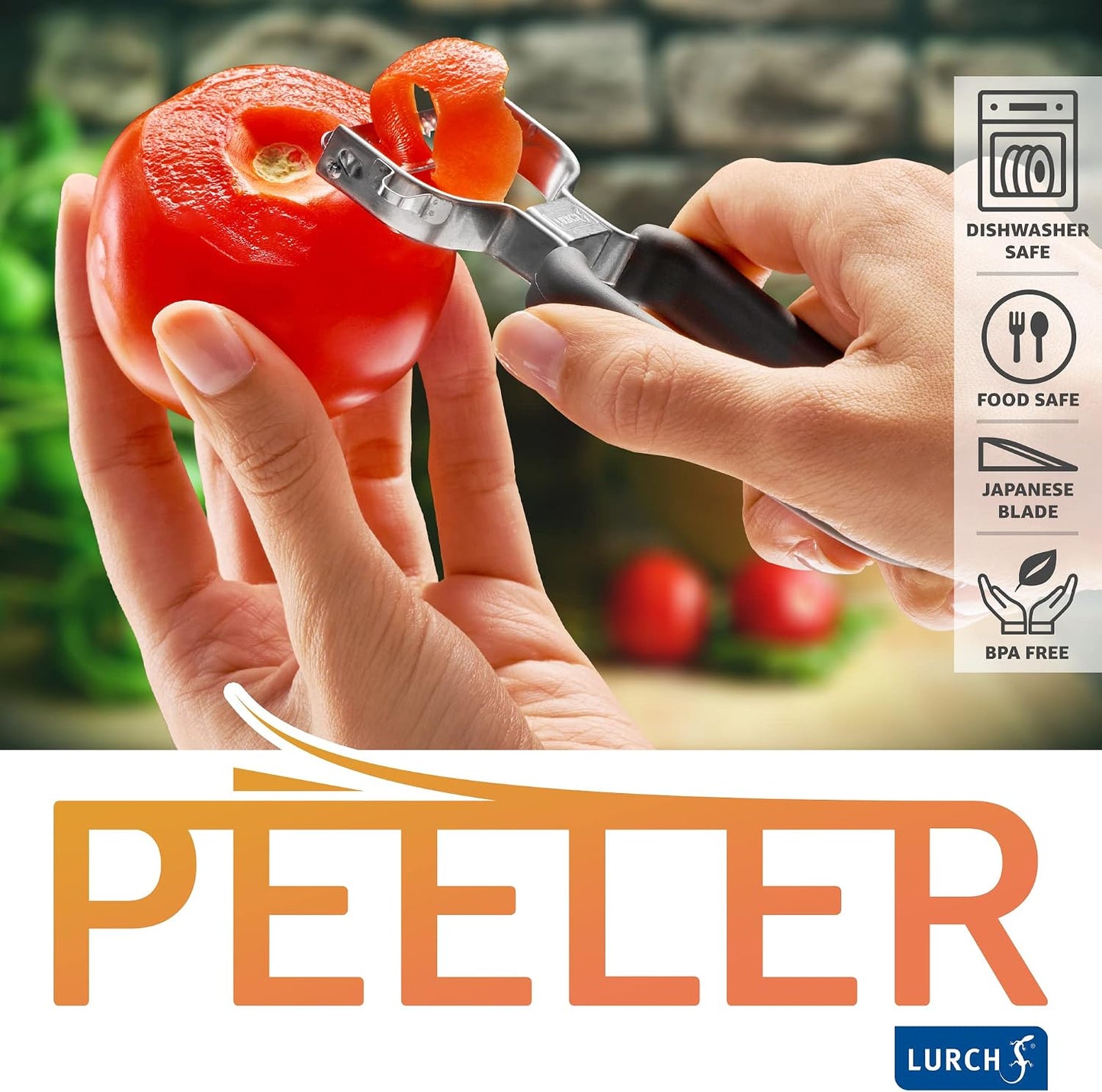 Lurch Germany Julienne Vegetable Y Peeler 5.1 x 2.3 Inches / 13 cm x 6 cm | Stainless Steel Cutter & Slicer for Carrot, Potato & Apple | Veggie Zoodles Maker | Non-slip Comfortable Handle - Black