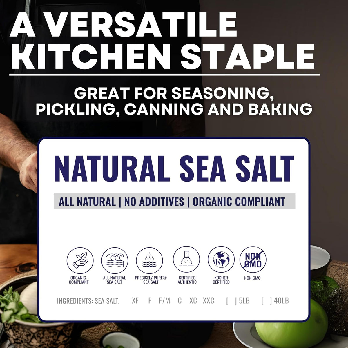 Sea Salt Superstore Coarse Sea Salt for Grinder Refill, Non-Iodized, 14 oz