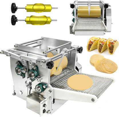 Electric Tortilla Maker with 2 Molds(4in/6in), Automatic Corn Tortilla Making Machine with Adjustable Customize Thickness (1.5-5mm), Non-Stick Coating, Chapatti Machine for Pita Tortilla Pizza (Gold)
