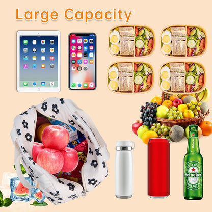 Lunch Bag for Women Men Girl,Large Cute Corduroy Lunch Tote Bags - Reusable Insulated Lunch Box for women with Handle, Leakproof WaterProof Design for Office, School, Work,Picnic.