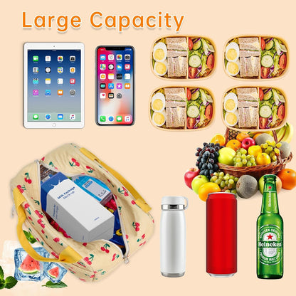 Lunch Bag for Women Men Girl,Large Cute Corduroy Lunch Tote Bags - Reusable Insulated Lunch Box for women with Handle, Leakproof WaterProof Design for Office, School, Work,Picnic.