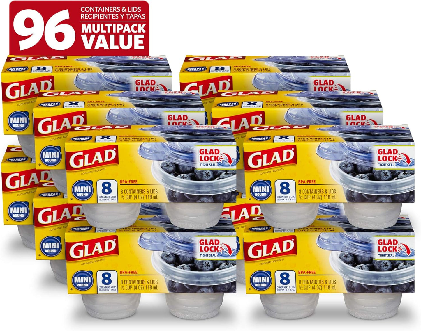 Glad GladWare Tall Entree Food Storage Containers with Lids, Large Square BPA Free Plastic for Meal Prep and Lunches, Lock Tight Seal, Microwave and Dishwasher Safe, 42 Oz, 3 Count