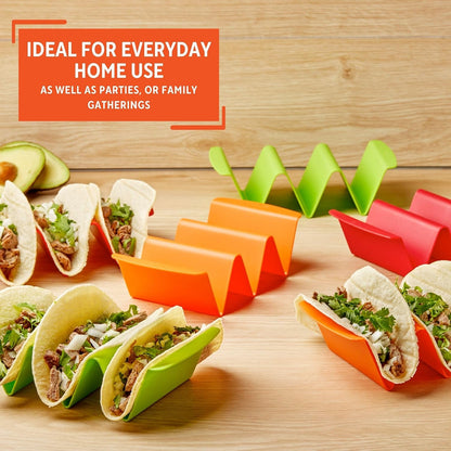 IMUSA 6pc Taco Holder Set, Red/Orange/Green