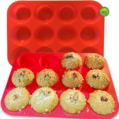 Reusable Non-Stick Silicone Baking Cups, Food Grade BPA Free Cupcake Muffin Liners, Oven & Dishwasher Safe Easy Release, Multicolor Rainbow, 24 Pack, for Muffins Cupcakes