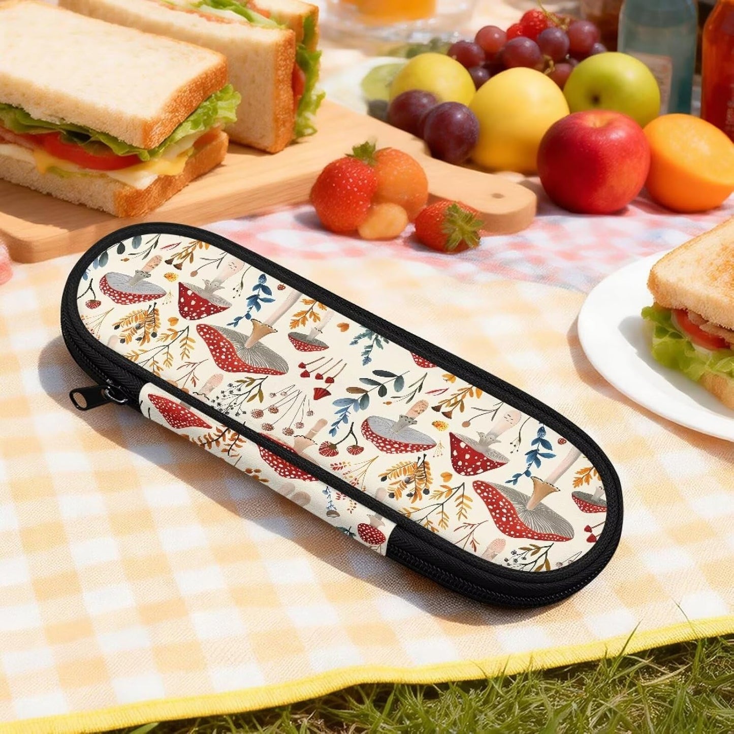 Travel Cutlery Set with Case for Kids Portable Utensil Case Reusable Silverware Pouch for School Travel Lunch Capybara Flower
