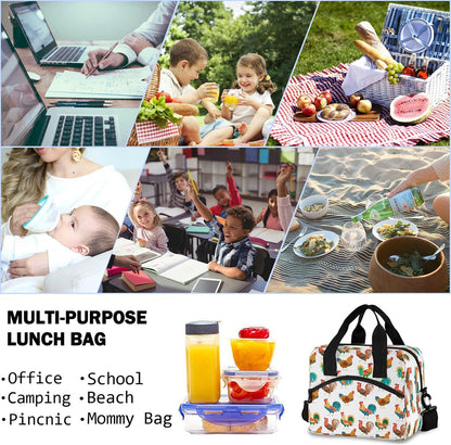 Colorful Leopard Insulated Lunch Bag Rainbow Animals Skin Print Reusable Cooler Lunch Tote Box with Shoulder Strap for Work Picnic School Beach