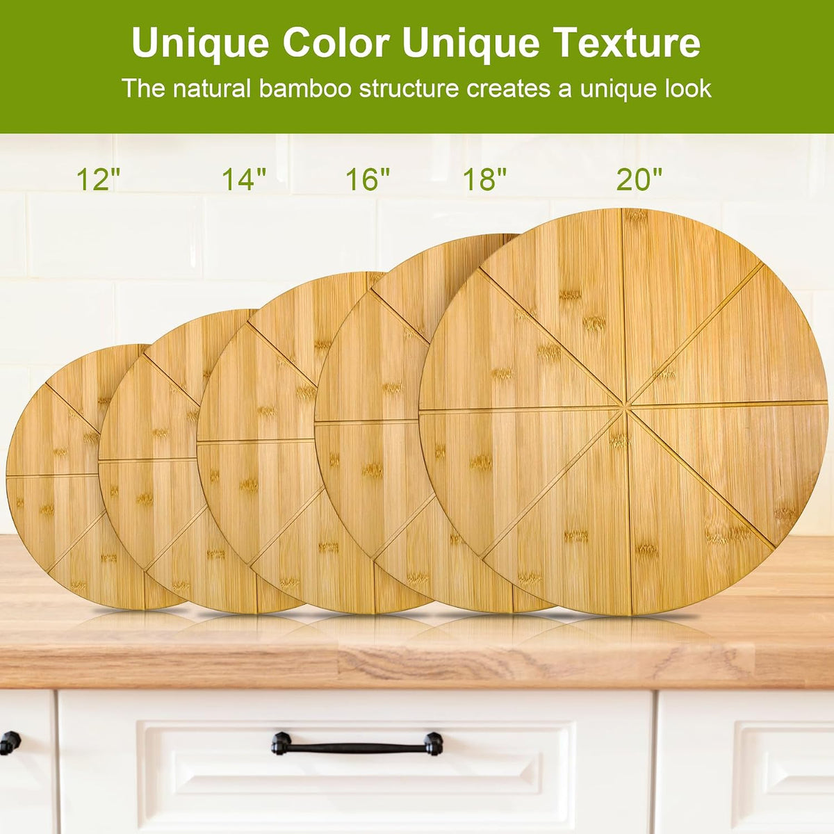 16inch Pizza Cutting Board Round Large Bamboo Wooden Prep Platter Tray