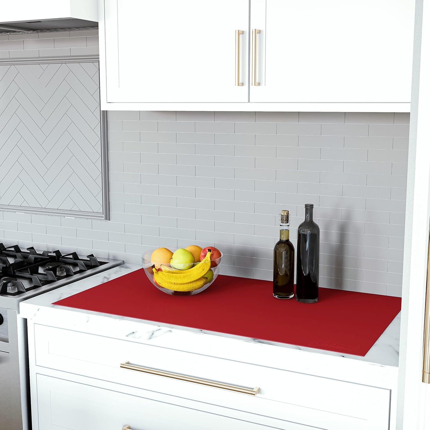 GASARÉ, Extra Large, Thick, Silicone Mat for Kitchen Counter, Heat Resistant Mat, Countertop Protector, Non-Slip, Easy to Clean, Cuttable, 25 x 17 Inches, Black