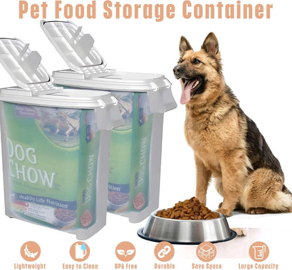 Buddeez Pet Food Storage Dispensers Plastic 4 Gallon - Airtight Flip Top for Freshness - Dry Dog Food, Cat Food or Bird Seed Plastic Containers (Set of 2)