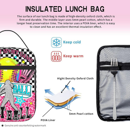 Boys Lunch Box for School Insulated Football Lunch Bag for Kid Boys Girls Teen Bento Boxes to School Office Picnic Travel Hiking Lunchbag Waterproof Leakproof with Adjustable Shoulder Strap