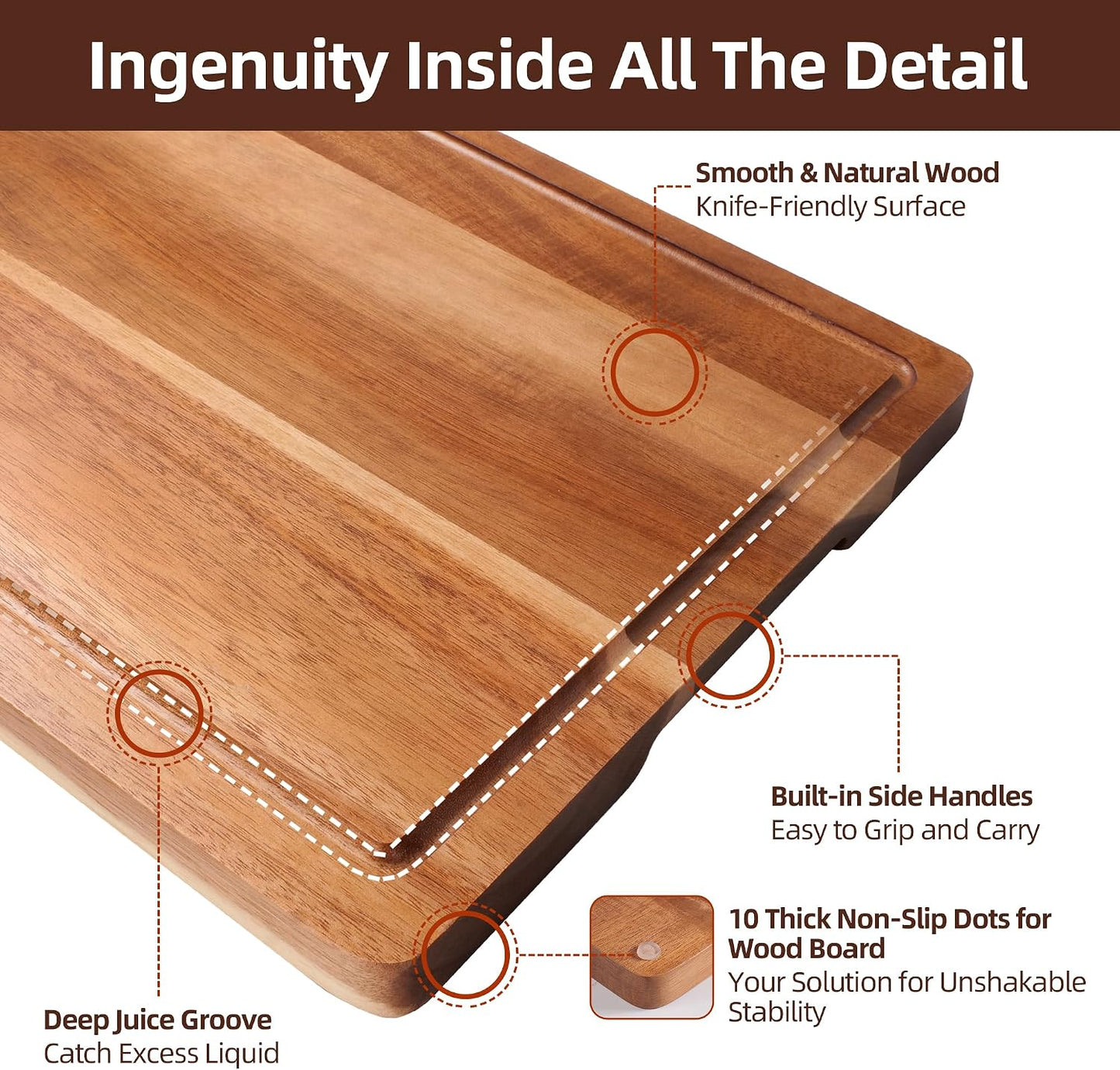 Checkered Cutting Board Set for Kitchen - 3 PCS Solid Wood End Grain Checkerboard Chopping Board with Holder & Juice Groove, Wooden Cutting Boards for Meat, Vegetables, Fruits (S, M, L)