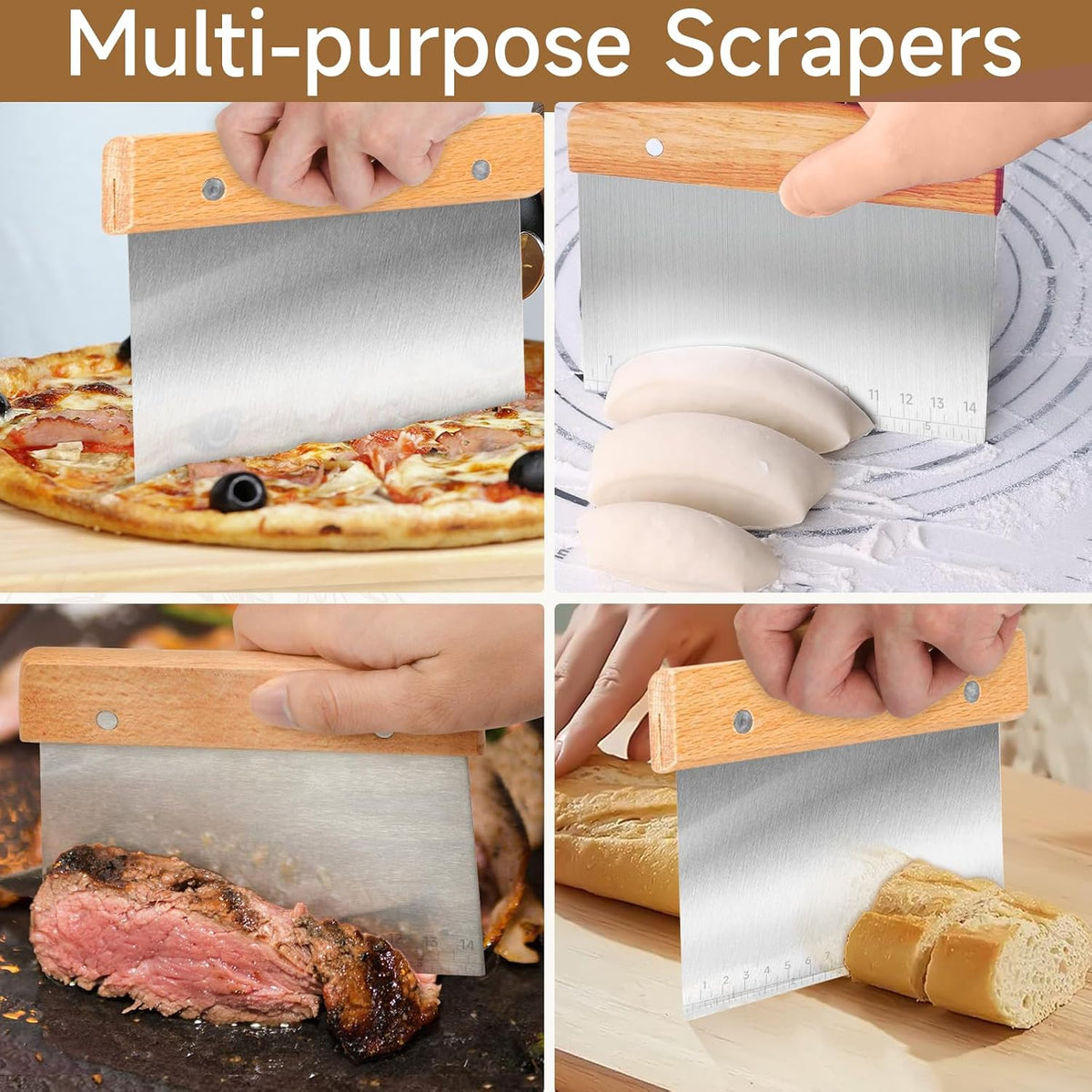 Hand Crafted Bread Lame Premium Sourdough Scoring Tool Bread Making Tools pieces Bread Knife(5 Blades) with Dough Scraper Bread Cutter