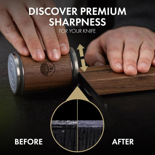 HORL 2 Nut Rolling Knife Sharpener Engineered in Germany for Straight Edge and Premium Stone Set for sharpening