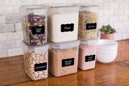 Simply Gourmet Airtight Flour and Sugar Containers with Lids – 3 Piece Kitchen Pantry Organization Set, BPA-Free Clear Plastic, Stackable Canisters for Baking Ingredients, Rice, Snacks, Cereal