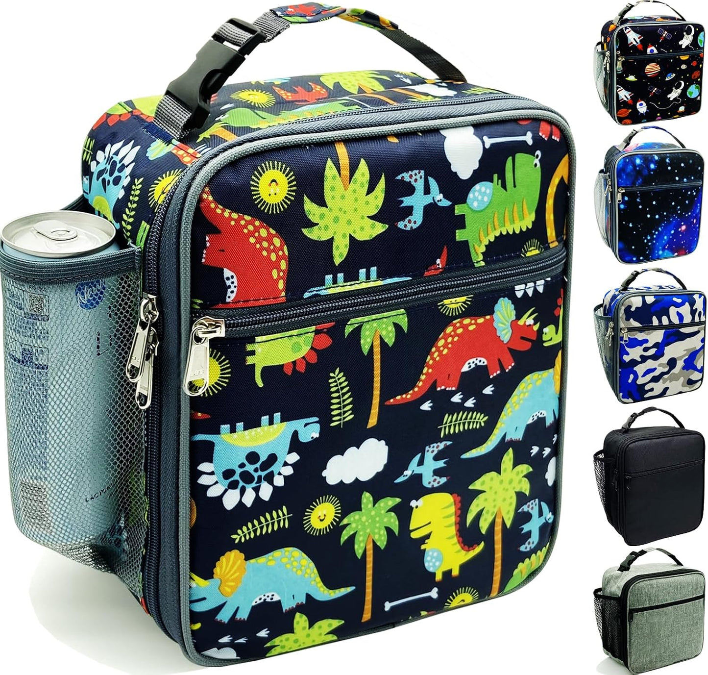 Kulle Astronaut Lunch Box for Boys, Insulated Kids Lunch Bag with Freezable Compartment, Thermal Reusable Lunchbox for School, Outdoor, Daycare - Space Theme Design