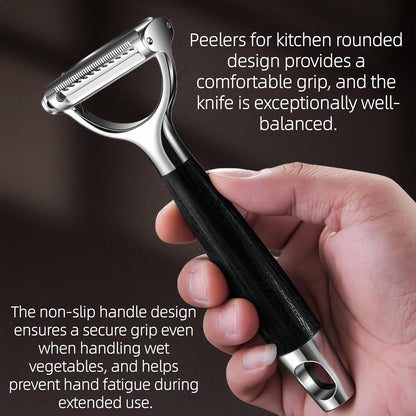 2-in-1 Serrated Julienne Peeler Vegetable Peeler | veggie peeler stainless steel blades are very durable and sharp for harder fruits and vegetables，Essential Kitchen Tool