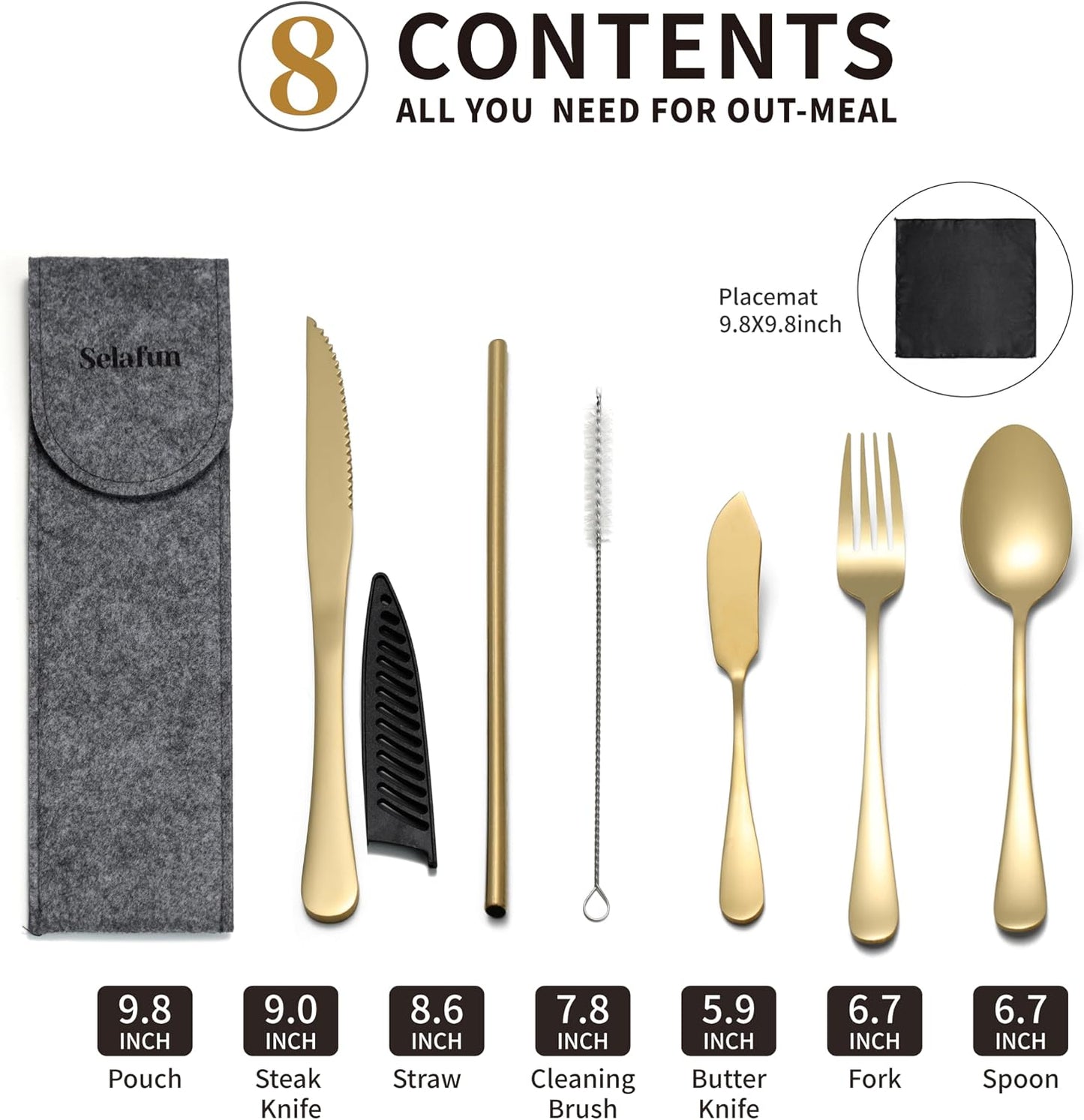 Camping Cutlery Set: Premium Portable Silverware Set with Case for Lunch Box, Travel, and Work Durable, Eco-Friendly, and Compact Utensils Including Fork, Spoon, and Knife for Adults on the Go