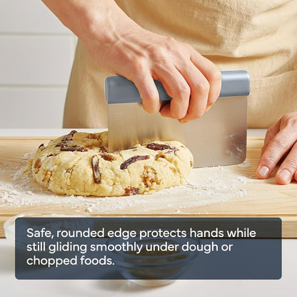 Misen Stainless Steel Bench Scraper - Versatile Food Scraper with Blue Handle - Ideal for Kitchen, Pastry & Dough - Durable Cutting Board Scraper Tool for Effortless Transfer into Pots & Pans - Blue
