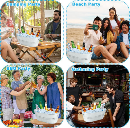 4Pcs 3 Gallon Black Galvanized Bucket Ice Bucket Large Metal Drink Buckets for Parties Beer Beverage Tub with Scoops for Champagne Cocktails Wine Cooling for Mimosa Bar Supplies