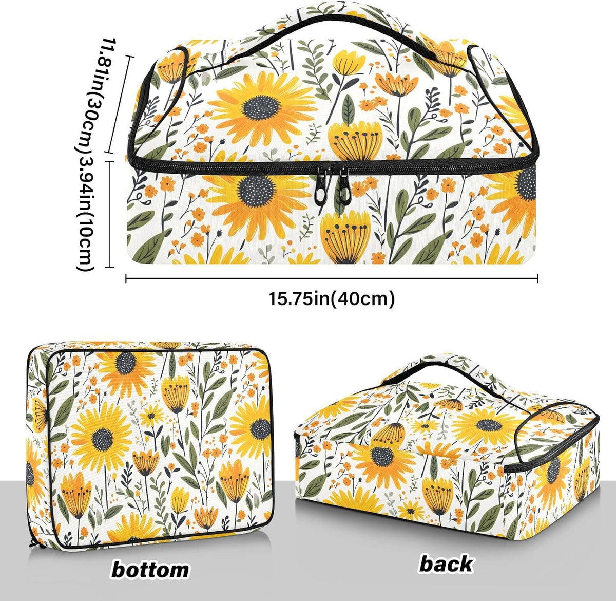 Casserole Carrier Insulated Yellow Lemon Blue Bows Dish 9x13 with Lid Party Travel Warmer Bag for Hot or Cold Food Lasagna Pizza Holder Tote - Colors B