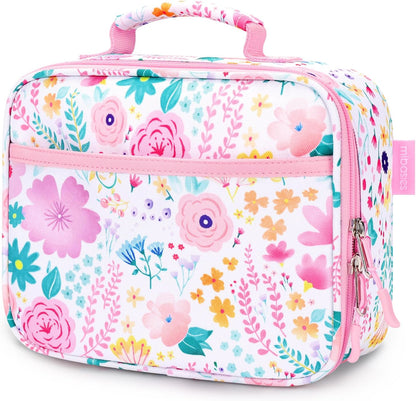 mibasies Kids Lunch Box for Girls Toddler, Insulated and Reusable Lunch Bag for School, Pink Rainbow