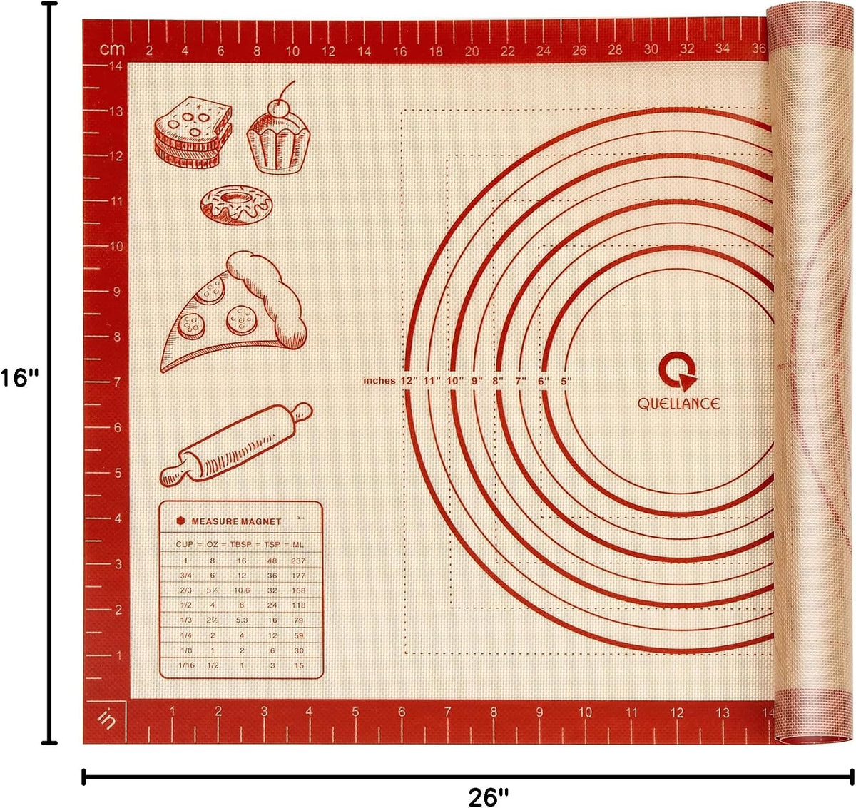 Silicone Baking Pastry Dough Mat - 28x20Inch Extra Large Cookie Bread Rolling Mats Sheet, Nonstick Kitchen Counter Kneading Board, Thick Reusable Pie Cookies Pizza Fondant Making Matt with Measurement