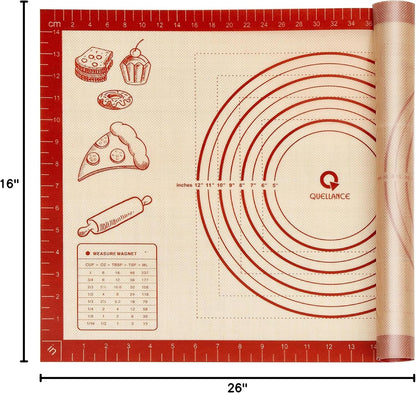 Silicone Baking Pastry Dough Mat - 28x20Inch Extra Large Cookie Bread Rolling Mats Sheet, Nonstick Kitchen Counter Kneading Board, Thick Reusable Pie Cookies Pizza Fondant Making Matt with Measurement
