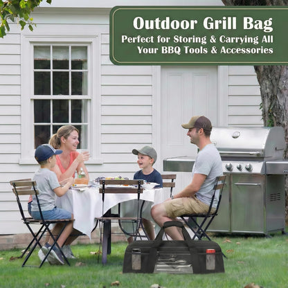 Grill Utensil Storage Bag, Large Grill Tool Storage Caddy with Pockets, BBQ Outdoor Tool Storage Bag for Grilling, Camping, Picnic Accessories (22" L×6.5" W×7.2" H, Bag Only)