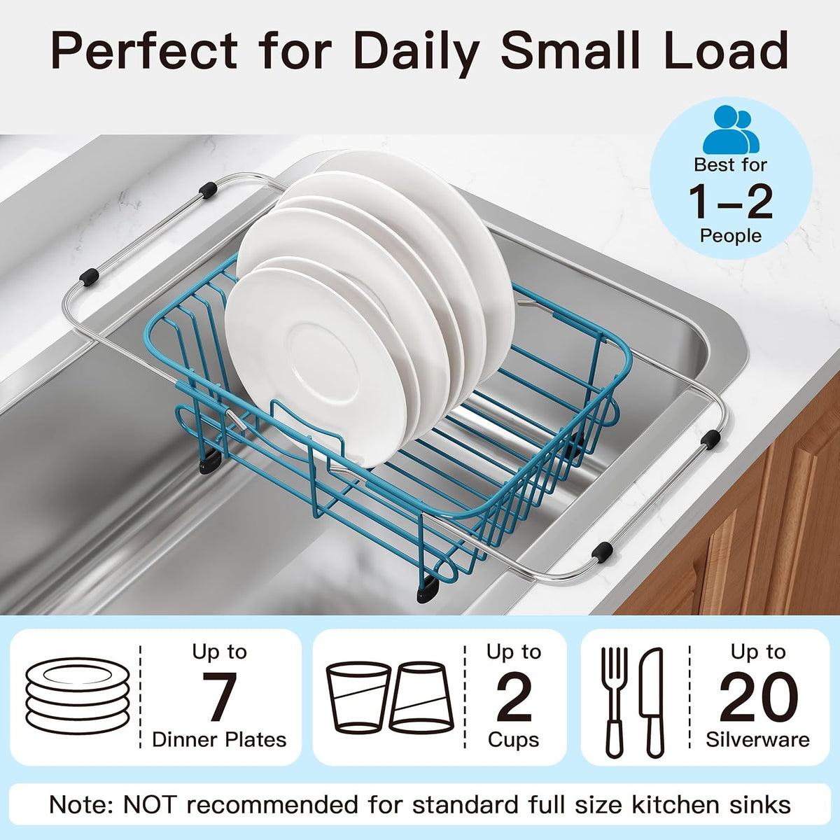 JASIWAY Dish Drying Rack in Sink, Dish Drainer with Cup and Utensil Holder