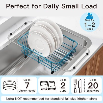JASIWAY Dish Drying Rack in Sink, Dish Drainer with Cup and Utensil Holder