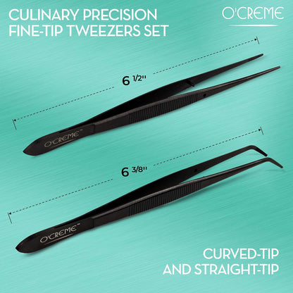 O'Creme Stainless Steel Precision Kitchen Tweezer Tongs 6.25" with Fine Tip (Purple)