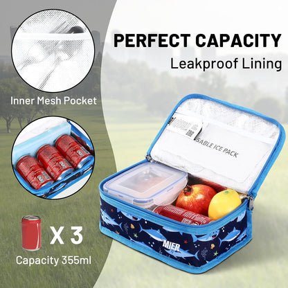 MIER Small Lunch Bag for Kids & Adults Compact Insulated Lunch Box Portable Thermal Mini Cooler for Work School Travel, Bluesteel