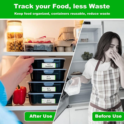 NATURALABEL 300 PCS Removable Freezer Labels with Dispenser - 1" x 3" Food Labels for Meal Prep Containers, Easy Peel-Off Design, No Residue (Green)