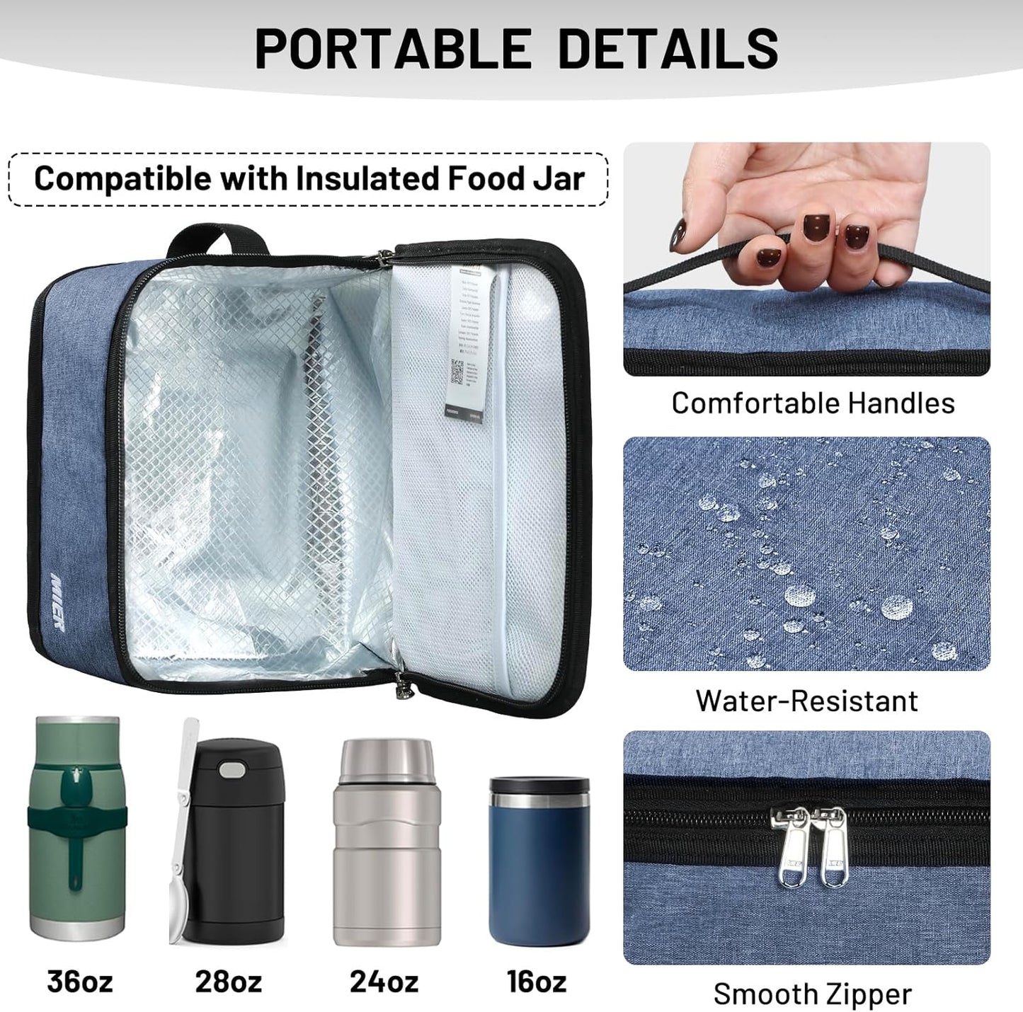 MIER Small Lunch Bag for Kids & Adults Compact Insulated Lunch Box Portable Thermal Mini Cooler for Work School Travel, Bluesteel