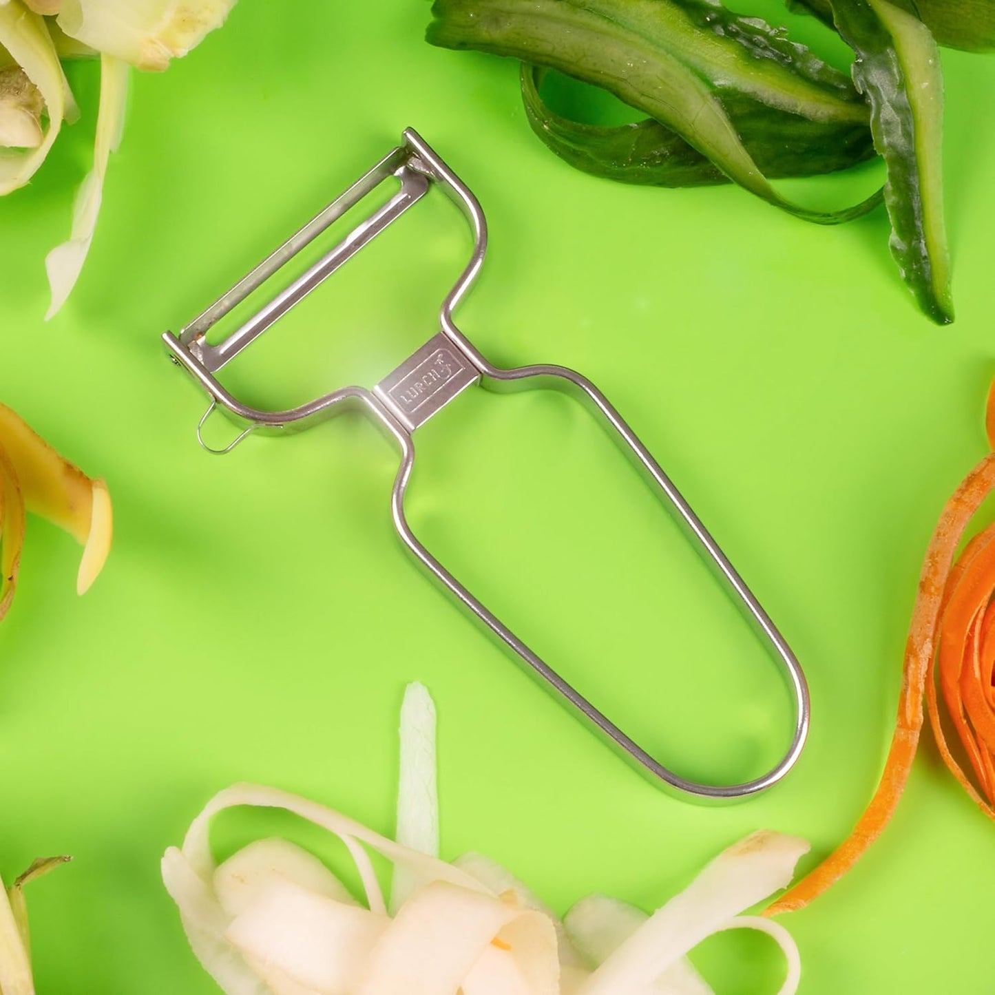 Lurch Germany Julienne Vegetable Y Peeler 5.1 x 2.3 Inches / 13 cm x 6 cm | Stainless Steel Cutter & Slicer for Carrot, Potato & Apple | Veggie Zoodles Maker | Non-slip Comfortable Handle - Black