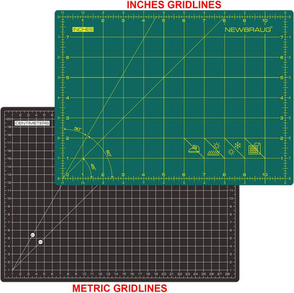NEWBRAUG 36'' × 48'' Large Self Healing Cutting Double Sided 5-Ply Mat, Big Cutting Board for Rotary Cutting, Quilting, Sewing, Craft, Fabric & Scrapbooking(Green/Black)