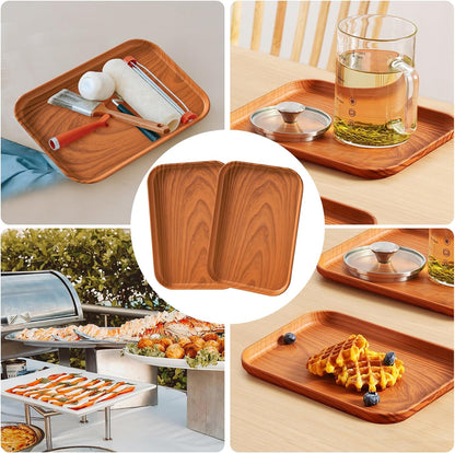 4 Pack Multicolo Plastic Serving Trays for Party Serving Food - Rectangular, 8.66 by 12 in, Heavy Duty Dessert Trays for Food Erving Platters for Party Tray Decor Veggie,Snack