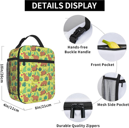 Dinosaur Volcano Insulated Lunch Bag for Women & Men, Reusable Leak-Proof Lunch Box with Cooler Compartment, Lunch Tote for Adults Work Travel Picnic Durable & Washable