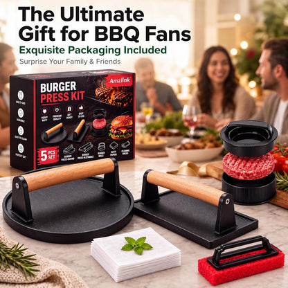 Smash Burger Press Kit, Cast Iron Burger Smasher, Steak Weight