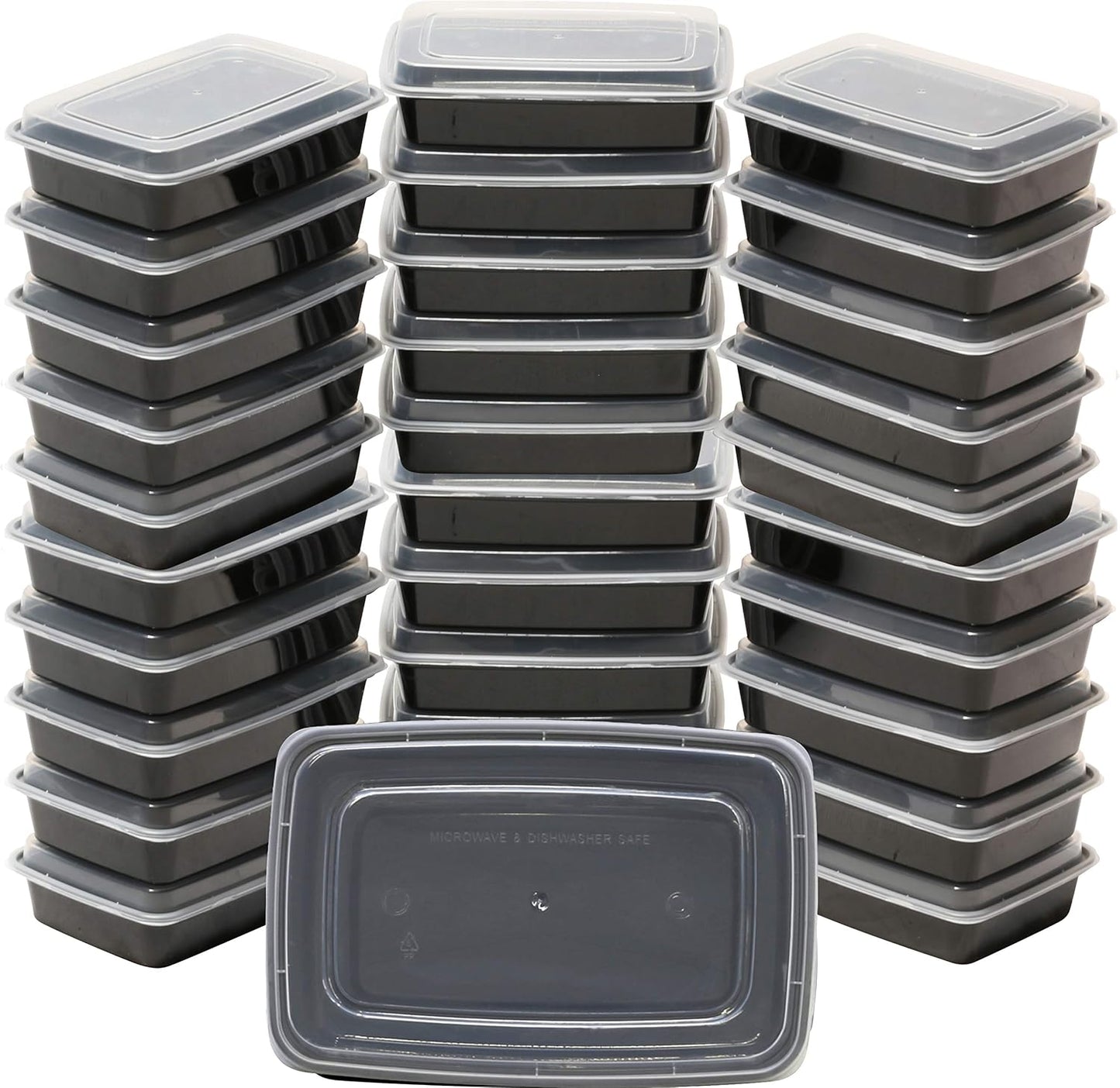Simple Houseware 16 Pack 28-oz 1-Compartment Meal Prep Container, BPA-Free | Reusable BPA-Free Stackable Bento Box - Microwave, Freezer & Dishwasher Safe