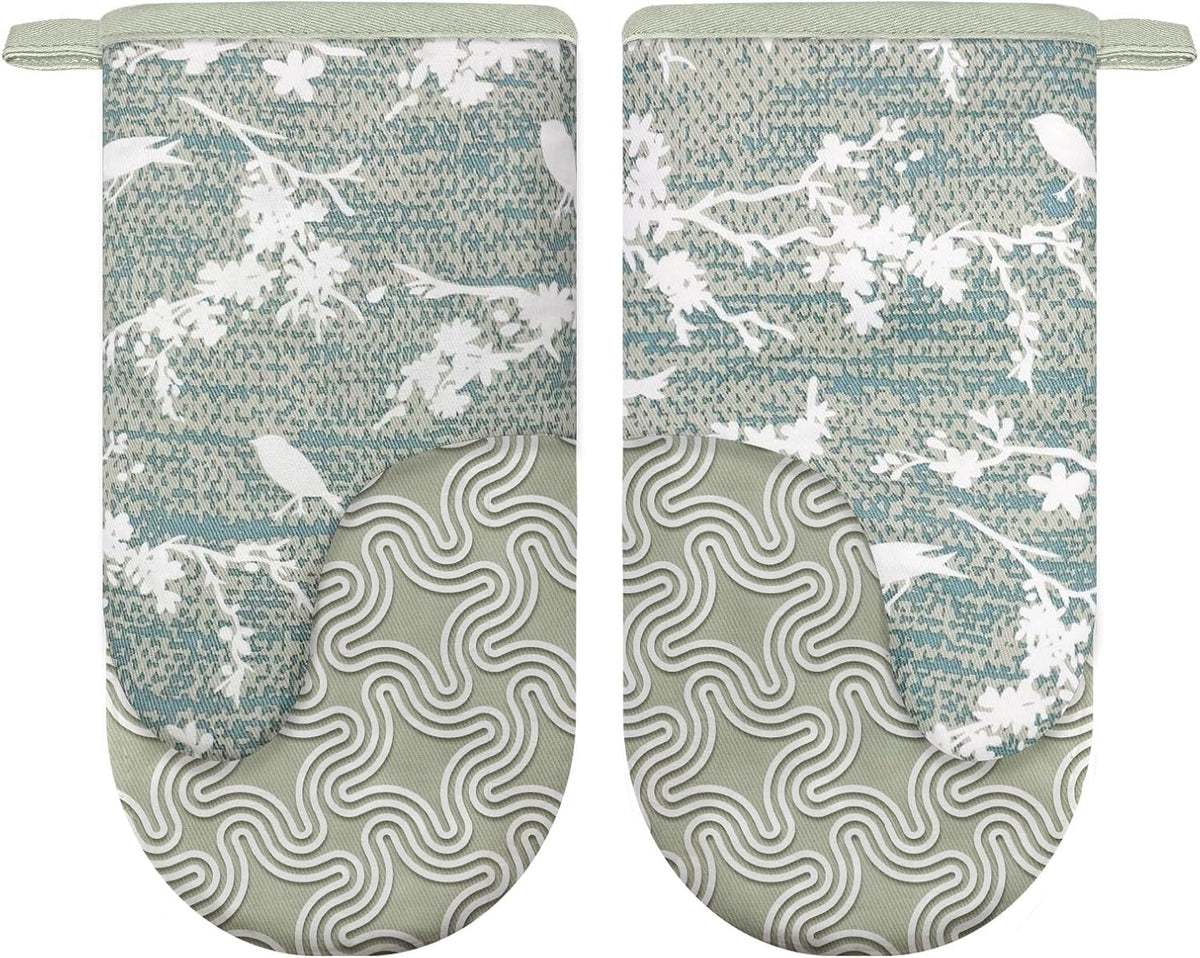 Mini Silicone Oven Mitts, Heat Resistant Kitchen Mittens 2-Pack Set